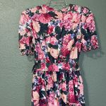 Vintage 80s Rose Garden Belted Dress Lady Carol of New York Pink Size L Photo 6