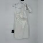 Lulus NWT Glorious Adoration White Taffeta One-Shoulder Bow Mini Dress Photo 3