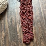 Club L  Brown Asymmetric Ruched Midi Dress Photo 4