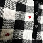 Victoria's Secret Victoria Secret Thermal Pajama Top V Neck Button Front Gingham Hearts Black S Photo 5