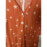 Women's Nobody's Child Orange White Star Print Romper US 12 Photo 2