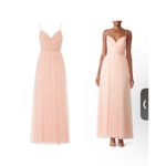 AMSALE Blush Pink Sweetheart Neckline Hourglass Chiffon Strap Maxi Dress Size 6 Photo 1