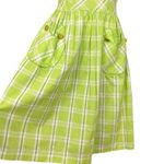 Vintage 60’s Handmade Lime Green Plaid Apron Style Fit and Flare Dress S Photo 4