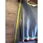 J. Society 100% Cashmere Sweater Sz medium Grey Preppy Stripped Crew Neck Gray Photo 5