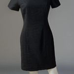 Vintage Black Sheath Dress 6P Shoulder Pads Lined Linen Blend Adolfo Studio 90s Photo 0