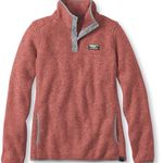 LL Bean Womens Rust Orange Sweater Fleece Pullover 1/4 Snap Size XS Pockets Photo 2