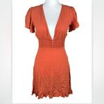 Forever 21 NWT  Deep V Neck Smocked Rust Orange Sundress Dress Small Photo 2
