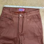 Edikted  Luna Faux Leather Flare Jeans Brown Photo 4