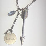 Bronze Tone Brass Tone Boho Dream Arrow CZ Rhinestone Pendant Necklace Photo 0