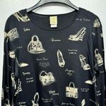 NEW Jess & Jane Black 3/4 Sleeve Cotton Fashion Shoes and Purses Top Size Large Photo 4