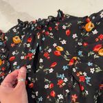 Pomelo Midi Ruffled Black Floral Long Sleeve Dress Womens Small Smocked Neckline Photo 4