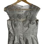 Rickie Freeman Teri Jon Silver Gray Floral Jacquard Applique Evening Gown Size 4 Photo 7