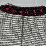 Chico's Black and White Striped Jacket Red beaded Accents open front L 12 office Photo 5