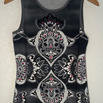 Athleta  Mandala Black White Print Athletic Muscle Tank Top Medium Photo 0