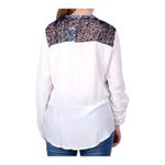 Desigual Gemma Woven White Blue Crochet Boho Bohemian Long Sleeve Blouse Large Photo 6