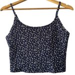 Old Navy  Floral Print Ribbed Crop Top Navy Blue‎ Sleeveless Tank Top Casual Photo 0