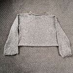 ZARA Basic Womens Gray Long Sleeve Crop Top Raw Hem Size Small Photo 1