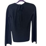 NWT Qi Cashmere Sweater in XS, crew neck with tie back and flared sleeves Black Photo 1