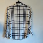 Bajee Collection  White & Navy Blue Plaid Soft Casual Button Down | M Photo 7