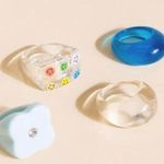 Francesca's NWOT  Lily smiley dome resin ring set of three  Photo 0