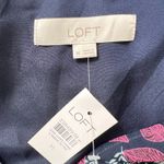 Loft  Floral Print Tiered Mini Dress Navy‎ Pink Long Sleeve Ruffle Boho Medium Photo 3