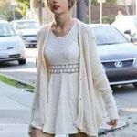 Free People 🦋  Pink Burgundy Fit & Flare Lace Cut Out Mini Dress Swiftie Taylor Photo 8