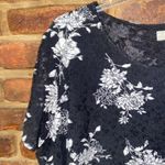 Kate Hill Black White Floral Lace Short Sleeve Blouse Women's Size 1X Photo 1