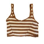 Cotton On Ribbed Knit Brown Beige Striped Sleeveless Crop Top Medium Photo 0