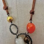 Silpada  sterling silver long necklace with genuine leather cord, and multi charm Photo 3