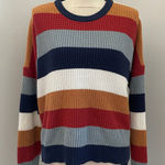 ee:some  Striped Knit Sweater Small Med Cozy Layering Pullover Colorful Retro 90s Photo 0