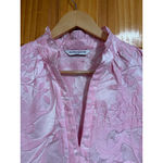 Amanda Uprichard Pink Jacquard Mini Dress Floral Sleeveless Ruffle Neck Size M Photo 1