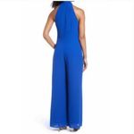 Badgley Mischka Mark & James By  Keyhole Side Tie Neck Jumpsuit Blue Sz 4 NWT Photo 1