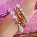 Jones New York  bracelets set 3 pc white and gold Pearl crystals Photo 3