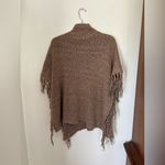 Steve Madden brown knit fringe trim poncho wrap with pockets one size Photo 6