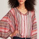 Sanctuary X-Small Poncho Top Oversized Dolman 3/4 Sleeve Semi-Sheer Tasseled Photo 0