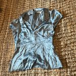 Nanette Lepore  Baby Blue Satin Blouse Size 4 Photo 2