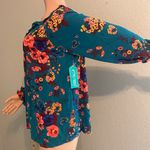 The Pioneer Woman Ruffle Neck Blouse with Flounce Sleeves Women Large NWT #85 Blue Photo 6