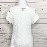 Almost Famous White Crochet Sleeve Flared Hem Knit Burnout Top Size Small Photo 6