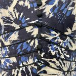 Theia Blue White Black Floral Faux Button Front Mandarin Collar Sheath Dress 2 Photo 7