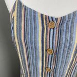 Doe & Rae Blue Striped Button Down Dress Cross Lace Back Medium Photo 5