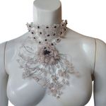 Handmade Silver Tone Wire Rose Quartz & Garnet Chip Sterling Silver Hook Choker Red Photo 0