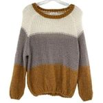 Newbury Kustom Chunky Oversized Sweater Knit Neutral Colorblock Granola Girl Photo 0