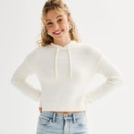 SO  Juniors Hoodie Size L White Plush Yard Loungewear Crop Hooded Womens NWT Photo 0