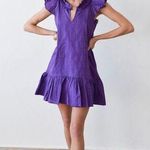 Never A Wallflower High Neck Dress Purple Windowpane Cotton Size XS Photo 0