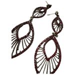 Red stone silver drop dangle style earrings post back (no backs) artsy formal Photo 1