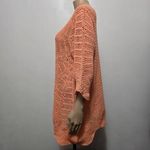 Blair  Open Weave Knit Top Women's Peach Coral 3/4 Sleeve Tunic Large Photo 2