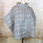 One World World Market Poncho One Size Cecil Gray Brushed Plaid Funnel Neck Lounge Pocket Photo 2