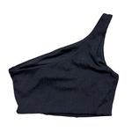 Madewell NWOT  Women's Black Ribbed One-Shoulder Longline Bikini Top Size S Photo 3