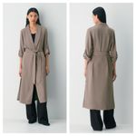 Aritzia  Babaton Kahlo Robe Belted Flowy Satin Wrap Jacket in Monterey Brown XS Photo 8