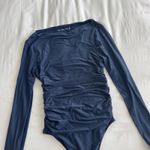Abercrombie & Fitch  Blue Long Sleeve Ruched Bodysuit Women’s Size S Photo 1